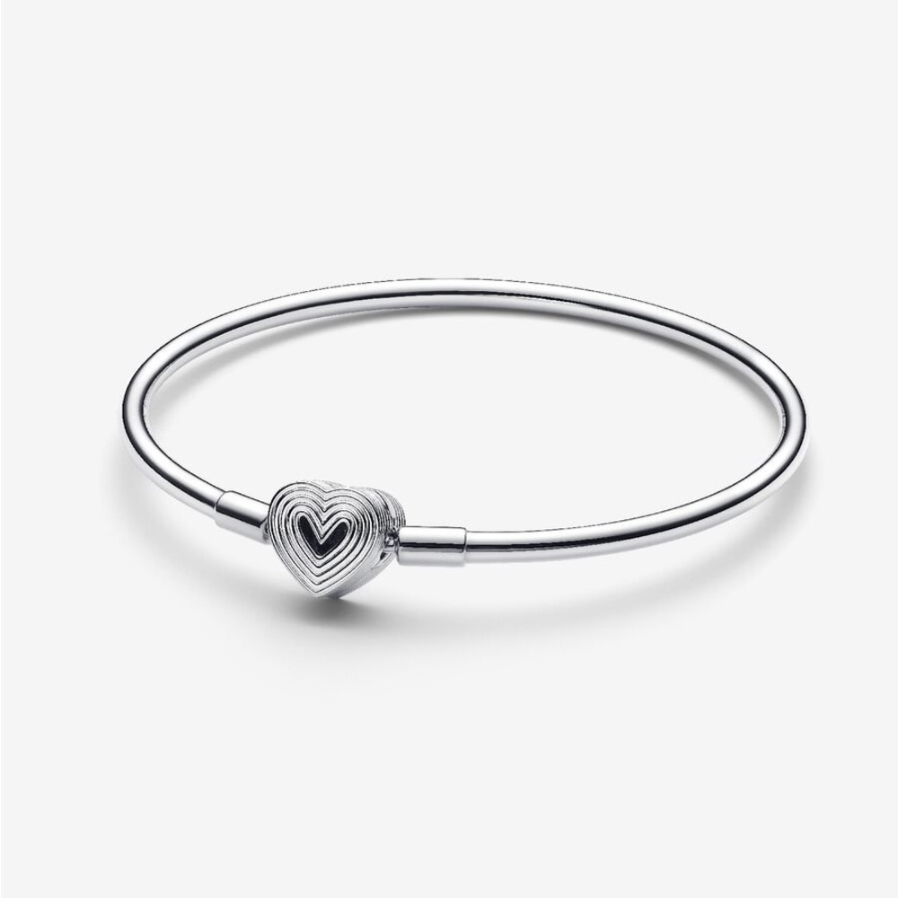 Silver Heart Bangle Bracelet